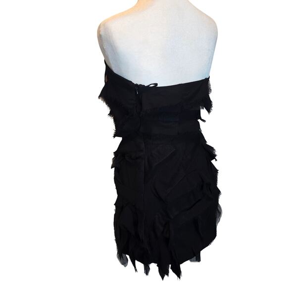 Zara Women’s Black Scalloped Strapless Mini Dress Ruffled Size S - Picture 3 of 6